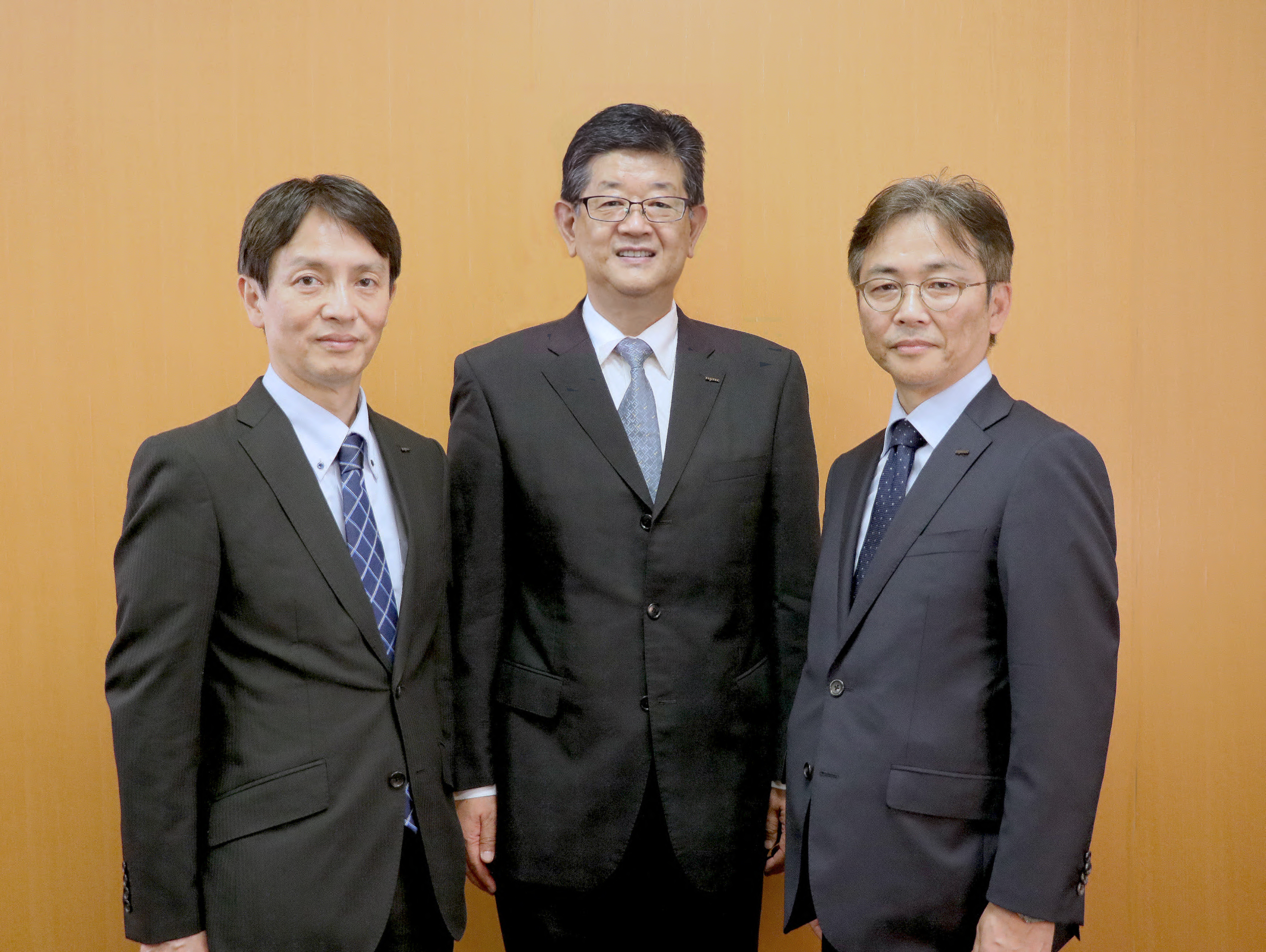 From left to right, are Director Kosuke Sato, President and CEO Masayoshi Harada and Senior Executive Operating Officer Takashige Nakajima
